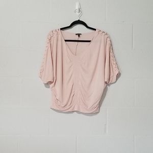 Express Pink with lace detail on sleeves blouse